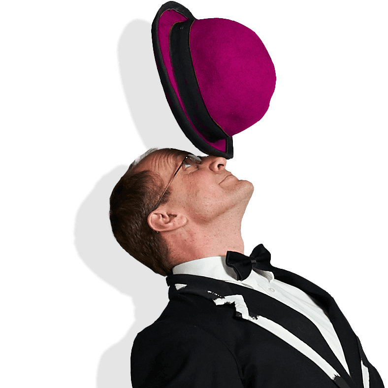 Performer balancing hat